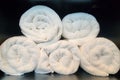 Some rolls of white towel background Royalty Free Stock Photo