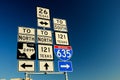 Some route signage on a highway near Dallas, TX Royalty Free Stock Photo