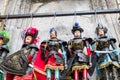 Some Sicilian puppets with their typical brassy armor and painted face