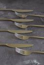 Some silver forks and knifes Royalty Free Stock Photo