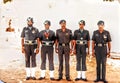 Some soldiers of the Indian army are standing in an attention pose