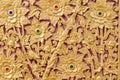 Some of the stucco pattern Thailand gold on a red background, Pu