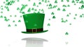 Some Tiny Green Clovers Raining on a Big Irish Hat