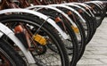 Some urban rentable bike in parking Royalty Free Stock Photo