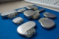 Various explanted pacemakers and defibrillators and event recorders Royalty Free Stock Photo