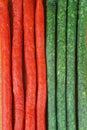 Some vasabi and paprica stick-sausages Royalty Free Stock Photo