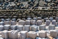 Some walls made of building materials have some regular patterns