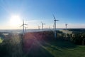 Wind wheels in an evening countryscape Royalty Free Stock Photo