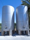 Some wine metallic fermentation tanks