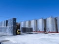 Some wine metallic fermentation tanks