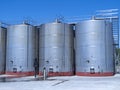 Some wine metallic fermentation tanks. Maule valley, Chile