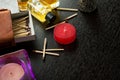 Some wooden matches and candles Royalty Free Stock Photo