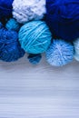 Some wool blue colours balls