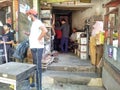 Workers are working in a local scrap dealer shop