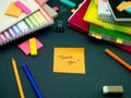 Somebody Left the Message on Your Working Desk; Thank You Royalty Free Stock Photo