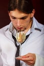Somellier checking wine quality. Royalty Free Stock Photo