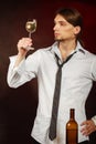 Somellier checking wine quality. Royalty Free Stock Photo