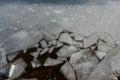 When someone falls into the frozen water, a hole in icefloes remains as one trace of a drowned man. children skate and often fall