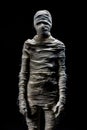 Someone in peices of cloths as mummy cosplay on black background Royalty Free Stock Photo