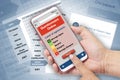 Someone using smartphont to do online questionnaire for research