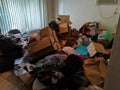 Wanaque, New Jersey, United States - October 11, 2019: Hoarders living room