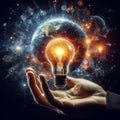 Light bulb source of bright ideas in the dark Royalty Free Stock Photo