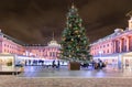 The Somerset House in London with a christmas tree and ice rink Royalty Free Stock Photo