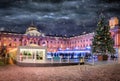 The Somerset House in London with a ice rink and christmas tree Royalty Free Stock Photo