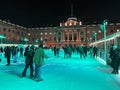 Somerset House spectacular courtyard is transformed into a skating rink with a uniquely Swiss winter vibe Royalty Free Stock Photo