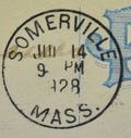 Somerville Massachusetts 1928 American Postmark