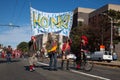 Somerville, Massachusetts, USA - OCTOBER 11, 2015 - HONK Festival of activist street bands.