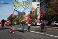 Somerville, Massachusetts, USA - OCTOBER 11, 2015 - HONK Festival of activist street bands.