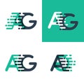 AG letters logo with accent speed in tosca green and dark blue