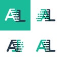 AL letters logo with accent speed in tosca green and dark blue