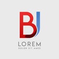 BJ logo letters with blue and red gradation