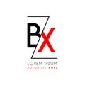 BX logo letter separated by a black zigzag line