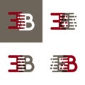 EB letters logo with accent speed in drak red and gray