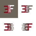 EF letters logo with accent speed in drak red and gray