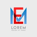 EM logo letters with blue and red gradation