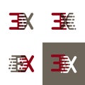 EX letters logo with accent speed in drak red and gray