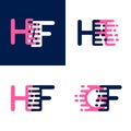 FH letters logo with accent speed in pink and drak purple