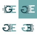 GE letters logo with accent speed in gray and dark green