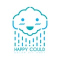 Happy clouds are rain green smile logo