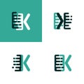 IK letters logo with accent speed in light green and dark green