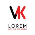 initial Letter VK with red Black and has rounded corners