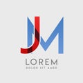 JM logo letters with blue and red gradation