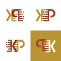 KP letters logo with accent speed in light brown and dark brown