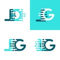 LG letters logo with accent speed in light green and dark green