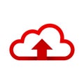 Logo Cloud red with arrow face up, Logo Cloud red Upload