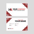 Logo HA design with a black and red business card with horizontal and modern design.